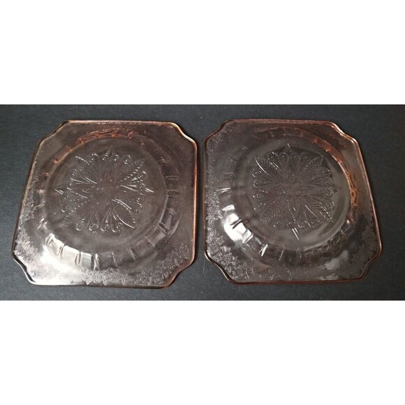 Vintage Pink Adam Depression Glass 2 Bread & Butter Plates 3 Saucers Jeanette - Picture 3 of 5